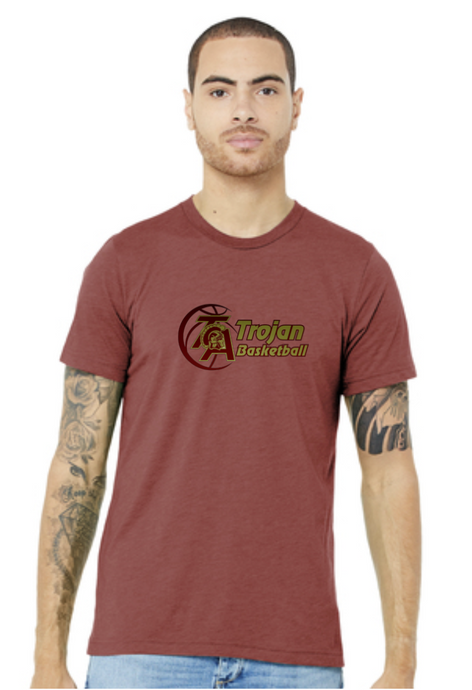 Black, Maroon, or Gray Short Sleeve Bella Canvas Triblend Tshirt with Basketball Logo Screen Printed